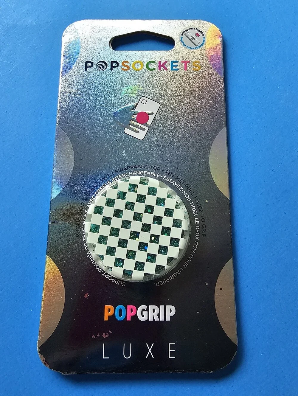 Popsocket - Tidepool Checker White (LIQUID GLITTER)